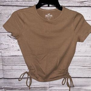 Hollister Brown Drawstring Crop Top